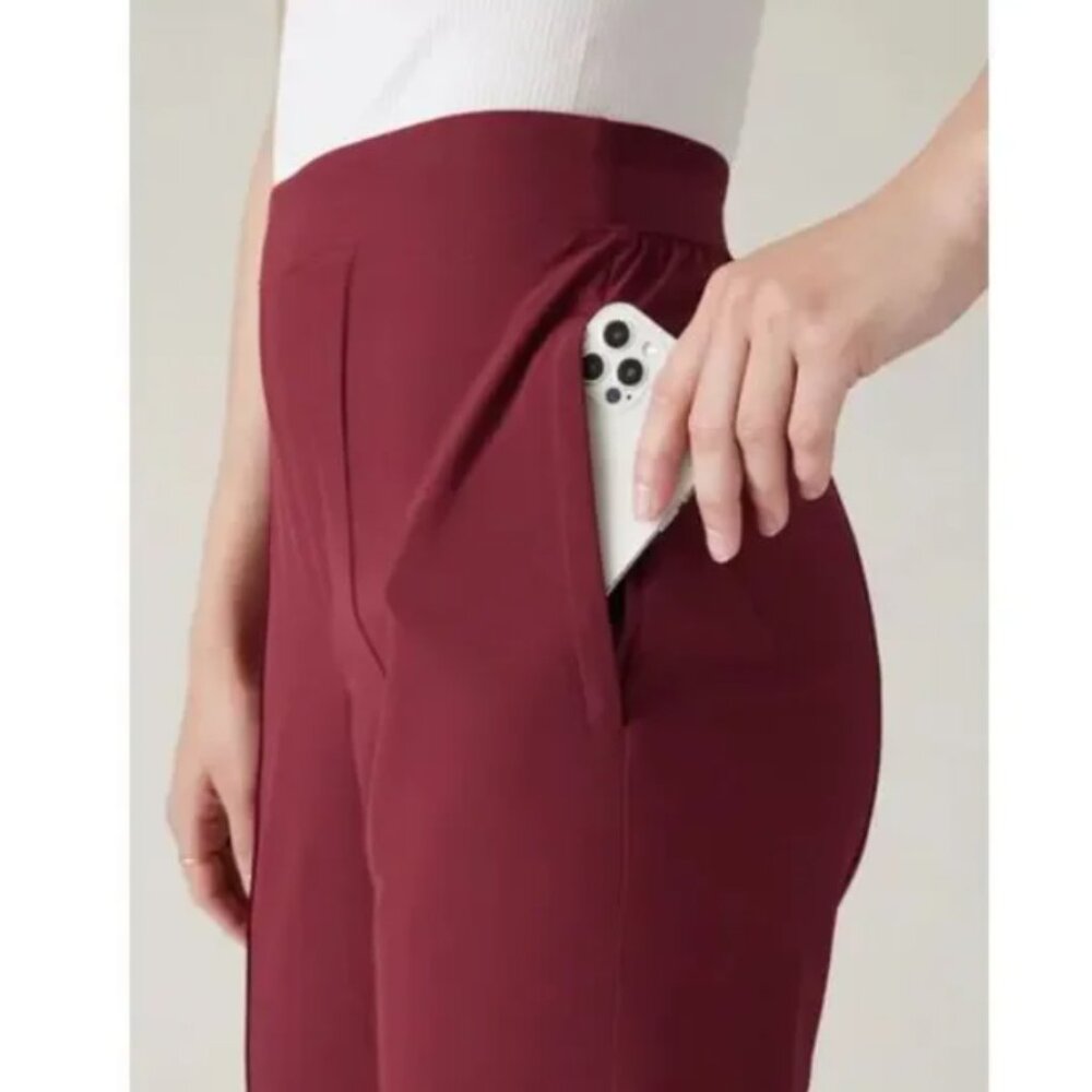 Athleta Brooklyn Heights High Rise Pants in Red Coffeeberry 4 - Picture 3 of 12